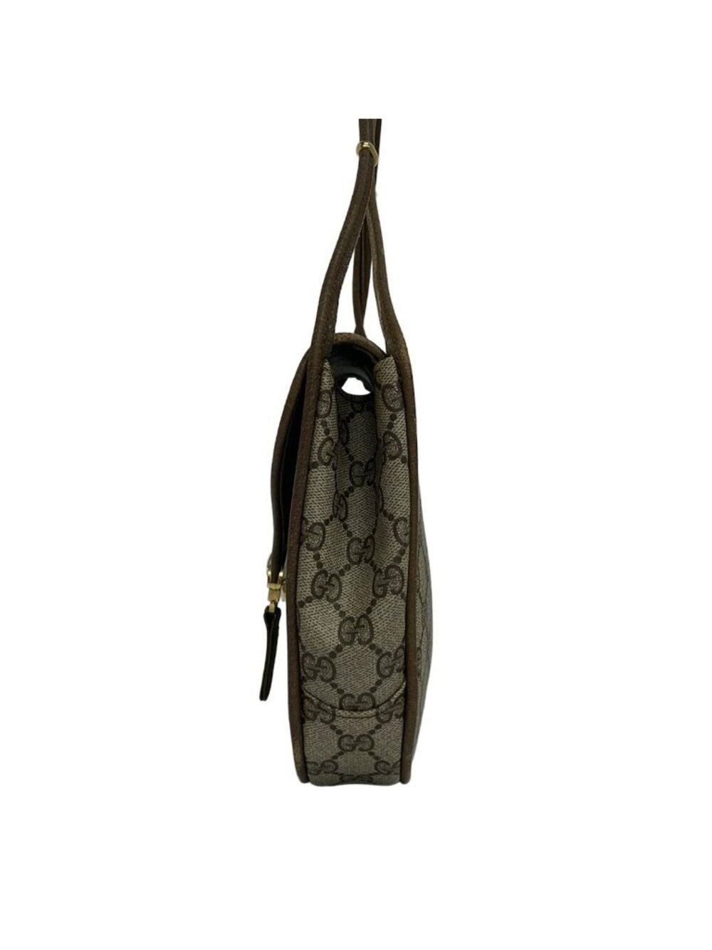 ★SOLD★ Gucci Shoulder Bag Vintage Beige Dark Brown Leather - Picture 4 of 14